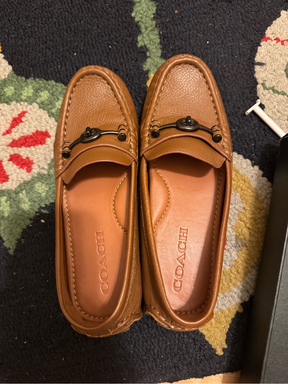 Coach Women's Tan Brown Leather Bit-Trim Loafers